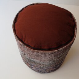 Handmade Gray Wool Pouf, Turkish Kilim Rug Cover - 45x45 cm - thumbnail 4