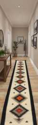 Hand Made Navajo Kilim Wool Rug, Southwestern Geometric Runner Rug - thumbnail 4