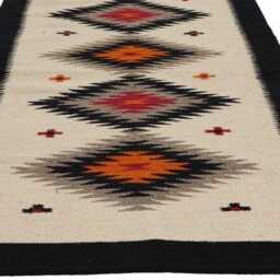 Hand Made Navajo Kilim Wool Rug, Southwestern Geometric Runner Rug - thumbnail 3