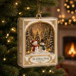 2D Flat Personalized Family Christmas Ornament, Custom Name Snowman 2026 , Winter Wonderland Tree Decoration - thumbnail 1