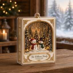 2D Flat Personalized Family Christmas Ornament, Custom Name Snowman 2026 , Winter Wonderland Tree Decoration - thumbnail 2
