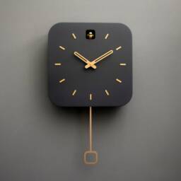 Modern Cuckoo Clock, Anthracite & Brass, Minimalist Wall Scandinavian Decor - thumbnail 2