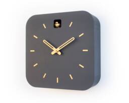 Modern Cuckoo Clock, Anthracite & Brass, Minimalist Wall Scandinavian Decor - thumbnail 1