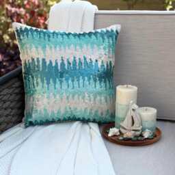 "Blue Sequins Art Silk Ombre Pattern Throw Pillow Cover, 16""x16" - thumbnail 2