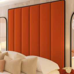 Beautiful Tulip Design Floor Standing Headboard in Plush Velvet Fabric - 72