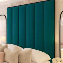 Beautiful Tulip Design Floor Standing Headboard in Plush Velvet Fabric - 72 - thumbnail 2