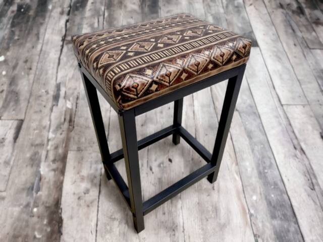 Navajo Aztec Brown & Copper Leather Bar Stool/Leather Counter - Worldwide Shipping -Fp - image 1