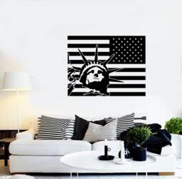 Wall Vinyl Usa Flag Statue Of Liberty New York Cool Decal Mural Art 1622Dz - thumbnail 1