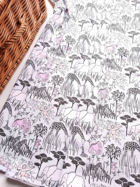 Baby Blanket - Luxurious Cotton & Plush For Newborn Nursery, Stroller, Car Cute Safari Animals On Grey - image 1