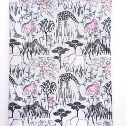 Baby Blanket - Luxurious Cotton & Plush For Newborn Nursery, Stroller, Car Cute Safari Animals On Grey - thumbnail 2