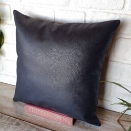 Anthracite Black Faux Leather Pillow Cover Scandinavian Decor - thumbnail 2