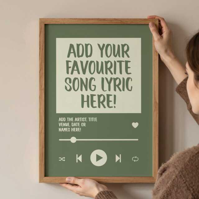 Personalised Song Lyric Print - Custom Music Poster, Wedding Anniversary Gift For Couples, Favourite Wall Art Home - image 1