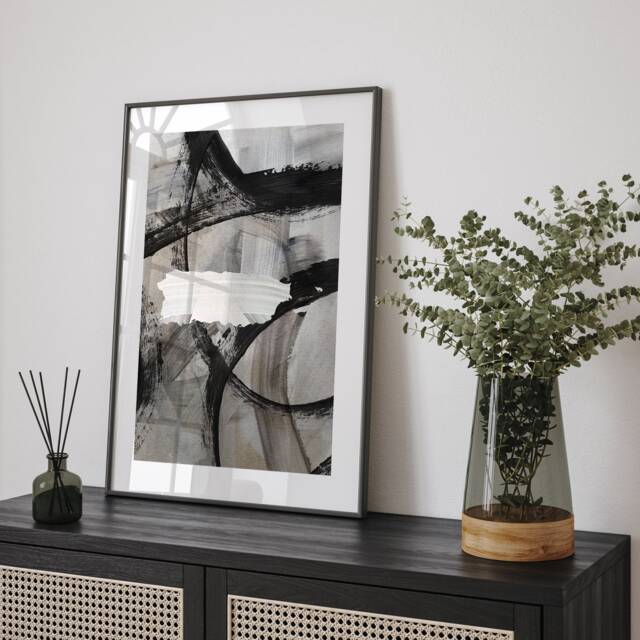 Puerto Rico Map - Black & Grey Abstract Painting Of Wall Art Print Traval Poster - image 1