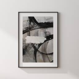 Puerto Rico Map - Black & Grey Abstract Painting Of Wall Art Print Traval Poster - thumbnail 3