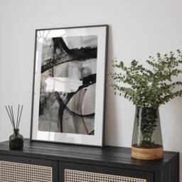 Puerto Rico Map - Black & Grey Abstract Painting Of Wall Art Print Traval Poster - thumbnail 1