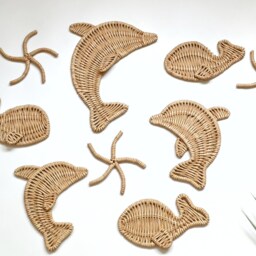 Wicker Nautical Wall Decor Dolphin, Whale, Starfish - Beach House Art - thumbnail 3