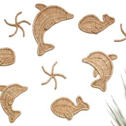 Wicker Nautical Wall Decor Dolphin, Whale, Starfish - Beach House Art - thumbnail 4