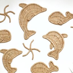 Wicker Nautical Wall Decor Dolphin, Whale, Starfish - Beach House Art - thumbnail 2