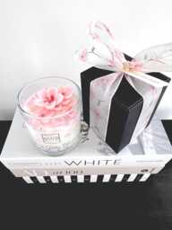 Japanese Cherry Blossom Candle, Handcrafted Botanical Cocosoy Candle, Floral Gift Candle With Sakura Blossom Petals, 220 Grams. Mum Gift - thumbnail 1