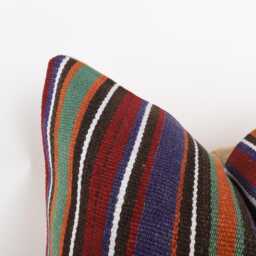 Handwoven Wool Kilim Pillow, Bohemian Anatolian Design, 20x20 Inch - thumbnail 2