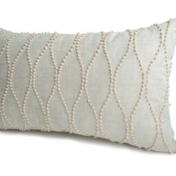 Embroidered Linen Pillow Cover Oatmeal French Knot Sashiko Design - thumbnail 3