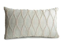 Embroidered Linen Pillow Cover Oatmeal French Knot Sashiko Design - thumbnail 1