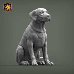 Labrador Retriever - Sitting Pose - Unpainted Abs Resin Model - Realistic Dog Sculpture