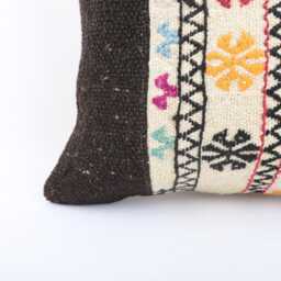 Vintage Turkish Kilim Pillow Cover Handwoven Wool Cushion - 16x16 - thumbnail 2