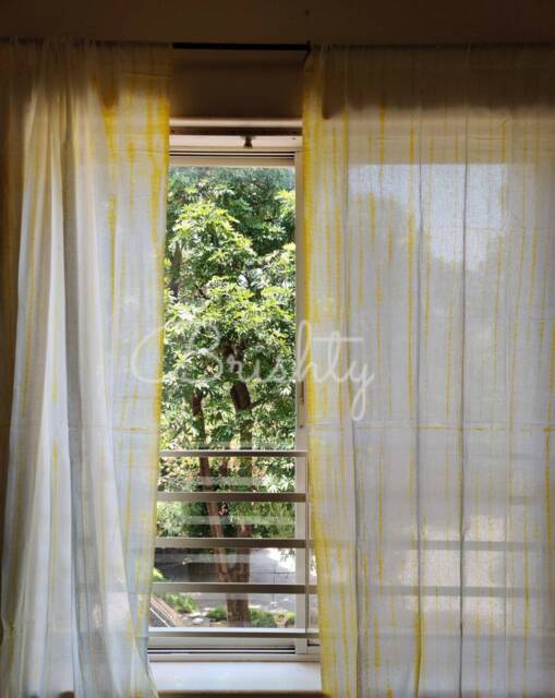 Clearance -Sunshine Yellow Tie Dyed Curtain Panels, Boho Coastal Curtains, Beach Decor, Nursery Sheer Curta - image 1
