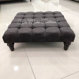 Slate Grey Soft Velvet Cube Footstool/Coffee Table Pouffe - thumbnail 2