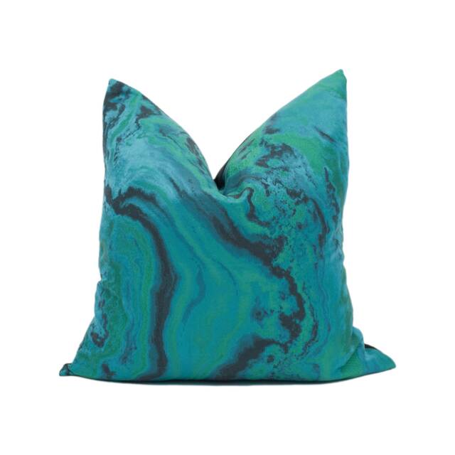 Zoffany - Serpentine Blue Malachite Chic Abstract Marbled Cushion Cover Handmade Throw Pillow Designer Home D??cor - image 1