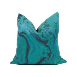 Zoffany - Serpentine Blue Malachite Chic Abstract Marbled Cushion Cover Handmade Throw Pillow Designer Home D??cor