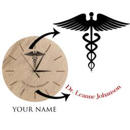 Personalized Doctor Gift/Engraved Wood Clock, Medical Emblem - thumbnail 2