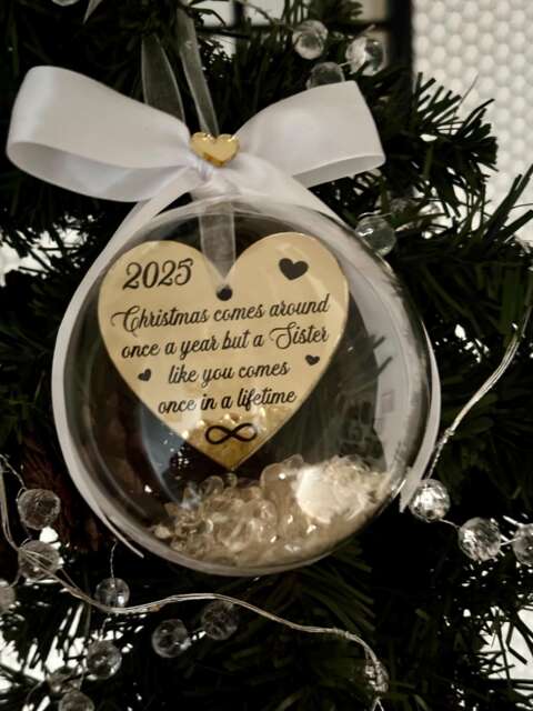 Personalized Sister Christmas Bauble With Heart, Keepsake Gift - image 1