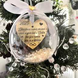 Personalized Sister Christmas Bauble With Heart, Keepsake Gift - thumbnail 4
