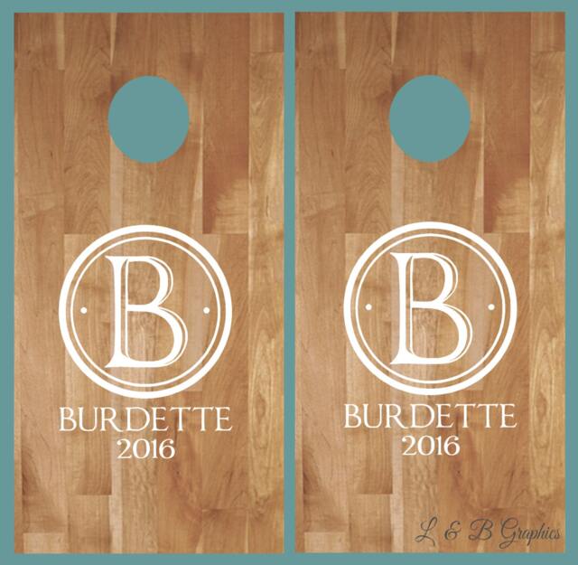 Cornhole-Circle Monogram Customized With Family Name & Est. Date-Vinyl Wall Decal-Wedding-Birthday-Party Decor-Anniversary-Custom Cornhole - image 1