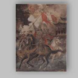 Ancient Chinese Cavalry General With Battle Flags Traditional Artwork Canvas Wall Art Print Decor Picture Ready To Hang - thumbnail 1