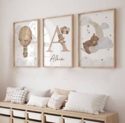 Set Of 3 Nursery Prints, Teddy Bear Nursery, Gender Neutral Decor, Baby Boys, Baby Girls, Unisex Nursery, Nursery Decor, Nursery Wall Art - thumbnail 1