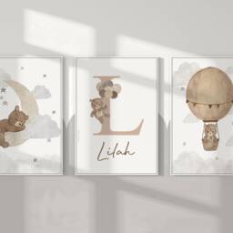 Set Of 3 Nursery Prints, Teddy Bear Nursery, Gender Neutral Decor, Baby Boys, Baby Girls, Unisex Nursery, Nursery Decor, Nursery Wall Art - thumbnail 2