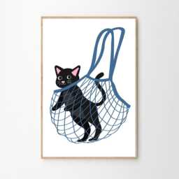 Cat in A Bag Funny Art Canvas Poster, Trendy Wall Art, Aesthetic Decor, Retro Home Printed Gift - thumbnail 3