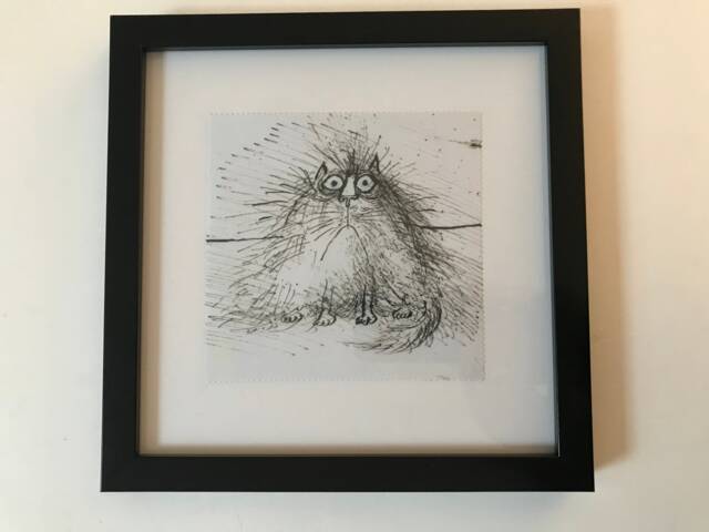 Ronald Searle Grumpy Car Art Cloth Print Framed Black - image 1