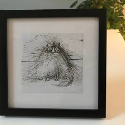 Ronald Searle Grumpy Car Art Cloth Print Framed Black - thumbnail 2