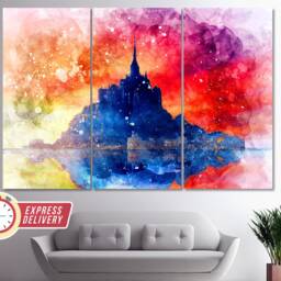 Mont Saint Michel Island in Normandy, France Canvas Art, Print, French Wall Castle Art - thumbnail 3