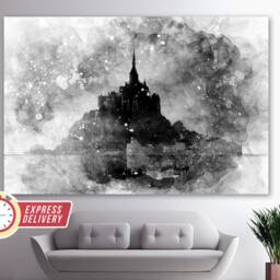 Mont Saint Michel Island in Normandy, France Canvas Art, Print, French Wall Castle Art - thumbnail 2