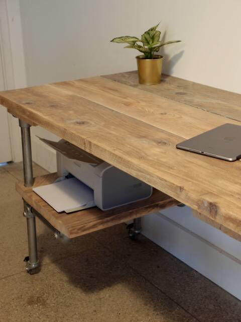 Industrial Scaffold Desk With Shelf+Wheels, Choice Of Sizes+Colours - image 1