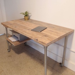 Industrial Scaffold Desk With Shelf+Wheels, Choice Of Sizes+Colours - thumbnail 2