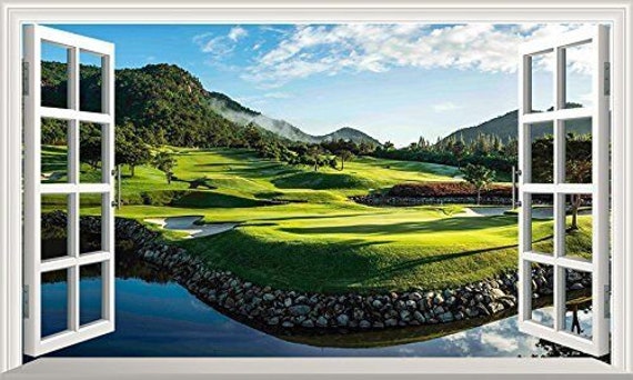 Golf Fairway Course Hole Sport Magic Window Wall Art Self Adhesive Sticker Decal Print Graphic Poster Design Large 1.5M Or 1M