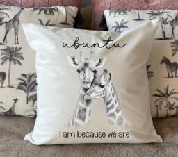 Giraffe Cushion Cover Pillow Ubuntu South African Mother Child Baby Couple New Home Housewarming Personalised - thumbnail 1