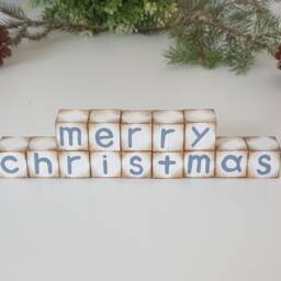 Merry Christmas & Happy New Year Reversible Wood Block Set For Tier Tray Decor - thumbnail 3