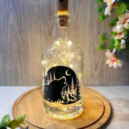 Wolf Bottle Light , Led Lamp, Decorative Light Up , Home Decor - thumbnail 4